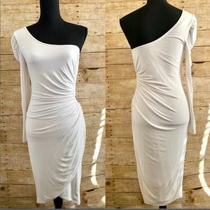 Kardashian Bebe White One Shoulder Bodycon Dress